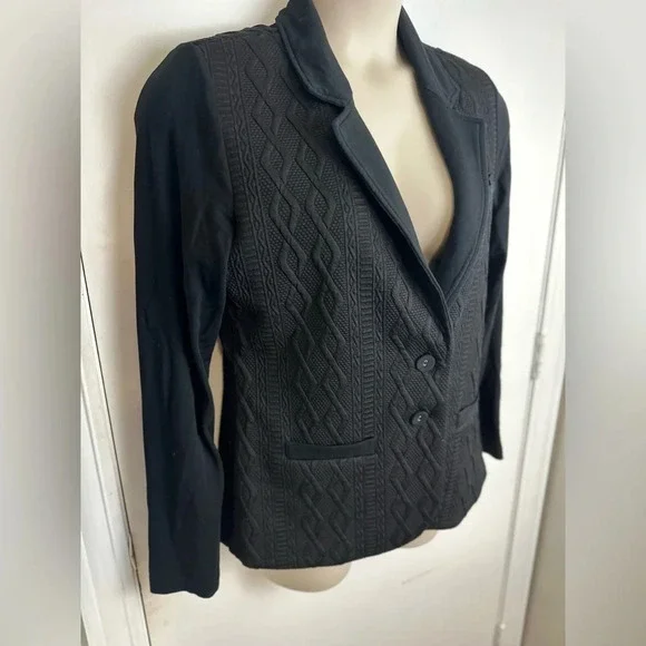 Tart Collections Black cable front texture blazer with button front size large - Picture 2 of 8